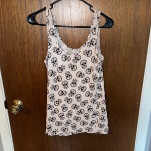 No Boundaries Skull Print Tank Top - Cream